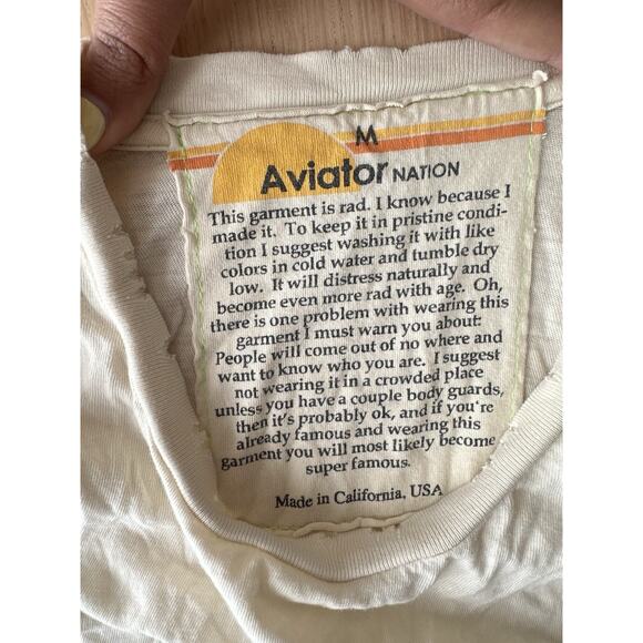 AVIATOR NATION RAINBOWTOP SHIRT SZ Medium HALF SHIRT Distressed - Picture 4 of 5